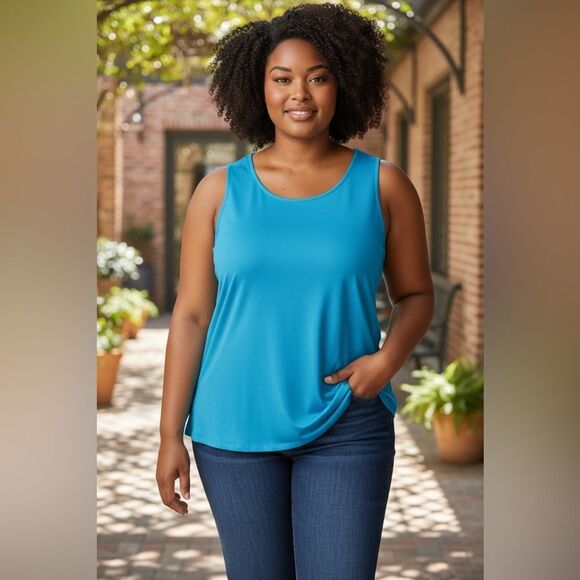 NWT Jessica London Women’s Plus Size Blue Sleeveless Blouse Tank Top- Size 22/24 - Picture 1 of 5